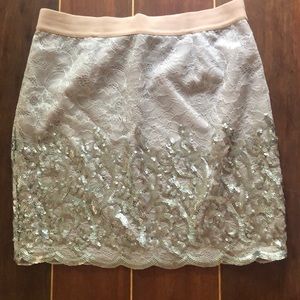 BCBG Ainslie GullGrey silver sequin mini skirt SP